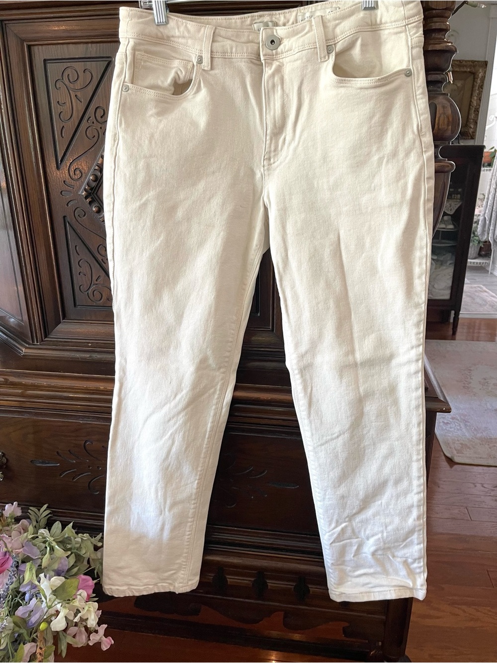 J. Jill Straight-Leg Cream Jeans